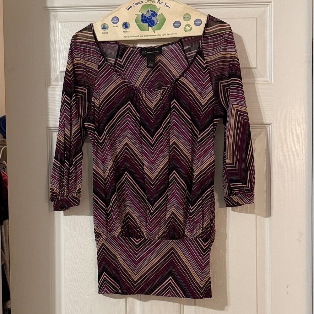 INC International Concepts Multicolor Chevron Top